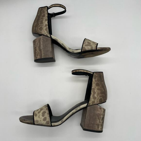 Alexander Wang Abby Animal Print Leather Block Heel Sandals - Natural - 36.5 - Picture 8 of 15